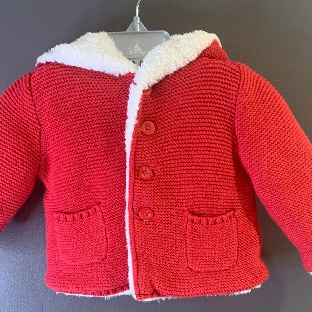 Carter’s Red Knit Baby Jacket with White Trim size 12M